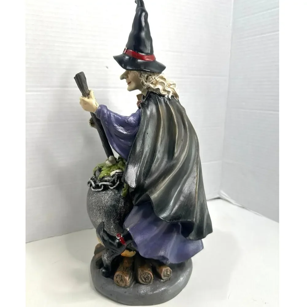NWT 14” Witch Crafters Halloween Witch Stirring Cauldron Pot, Figurine.